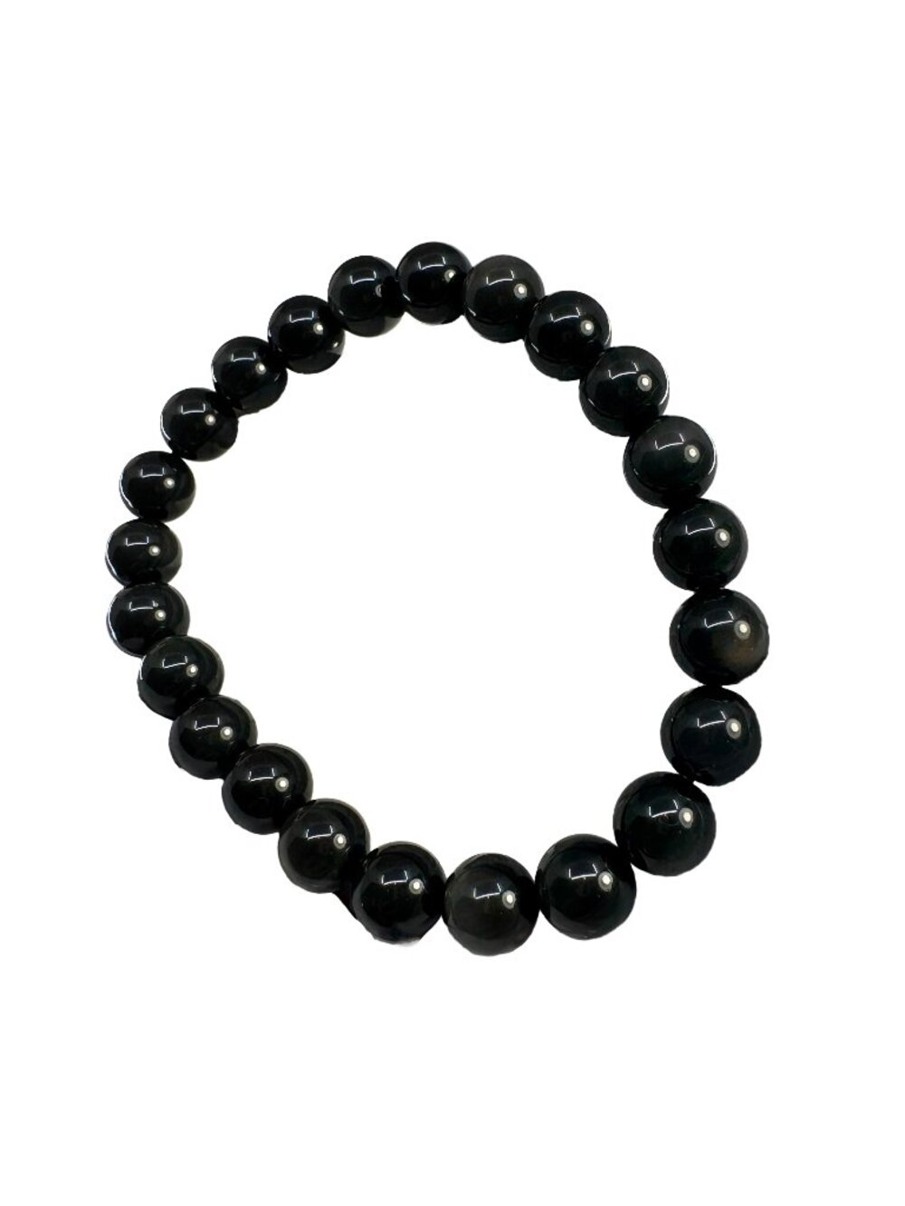 Natural Gold Sheen Obsidian Bracelet 15.82g 8mm Beads Golden Cat Eye Certified